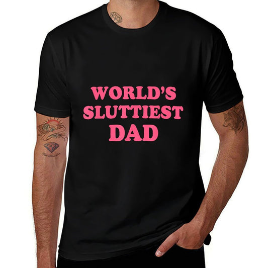 Worlds Sluttiest Dad, Funny Meme Costume For Anniversary  Rolled Sleeves T-Shirt