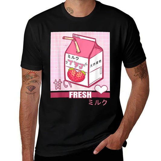 90s Japanese Otaku Gifts Anime Aesthetic Stylish Milk  Vintage-inspired T-Shirt