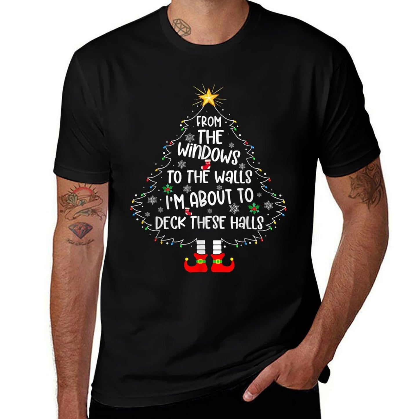 from The Windows to The Walls Im About to Deck These Halls  Trendy Pattern T-Shirt