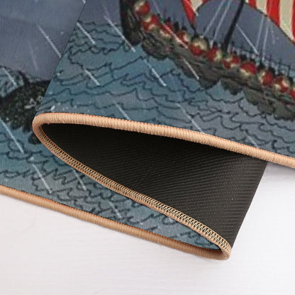 Vikings & Sea Serpent  Repositionable Bath Mat