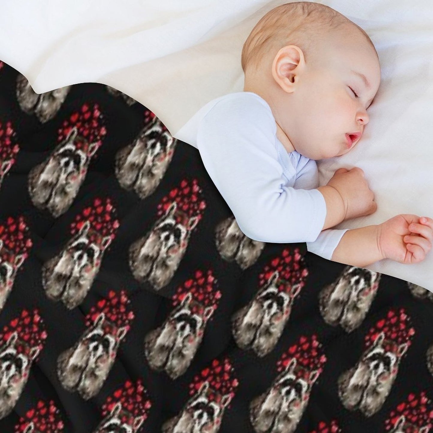 Cute Watercolor Raccoon Blowing Kisses & Hearts Sustainable Throw Blanket