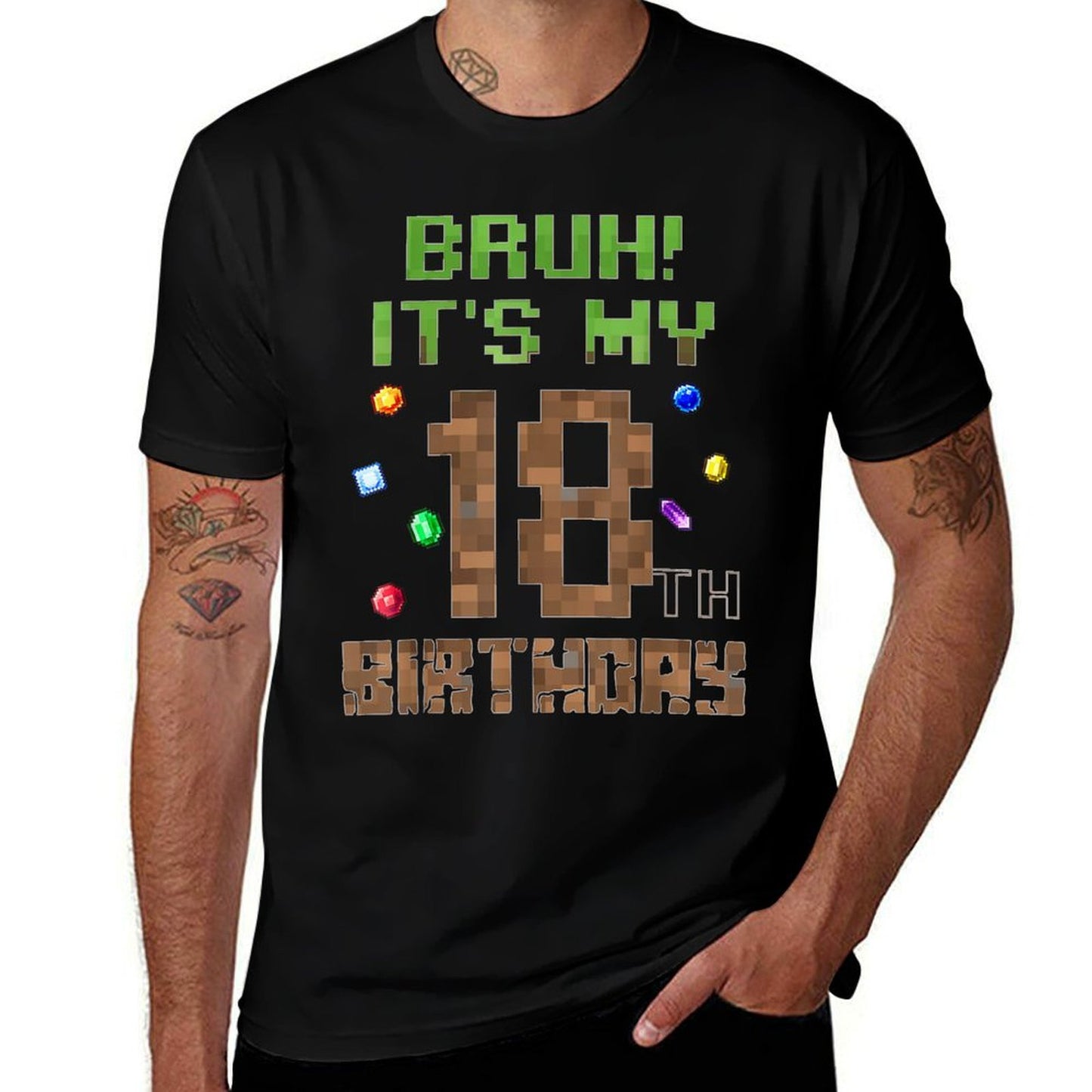 B-Day Boy Bruh It's My 18th Birthday Video Game Pixel  Cotton T-Shirt