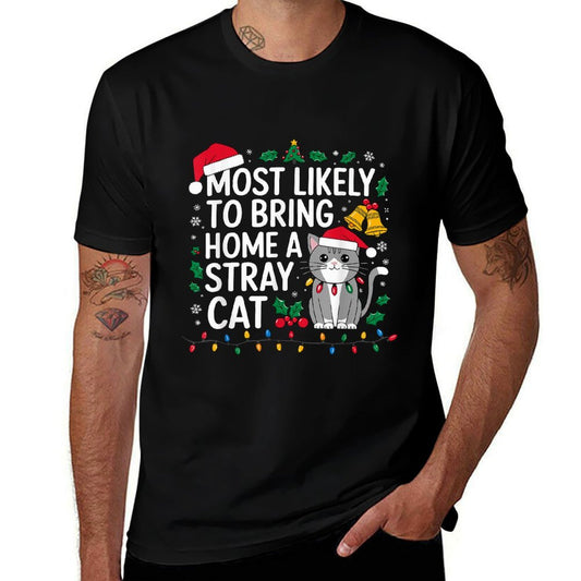 Most Likely to Bring Home A Stray Cat Christmas Costume Xmas  Soft T-Shirt