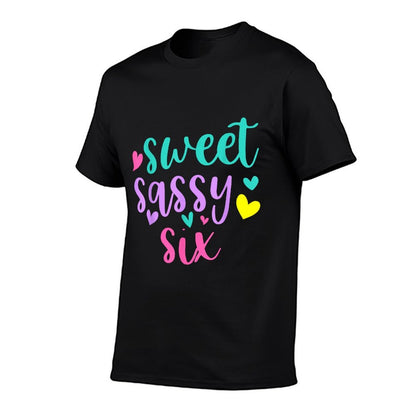 6th Birthday Sweet Sassy Six Girls 6 Years Old Birthday  Tagless Design T-Shirt
