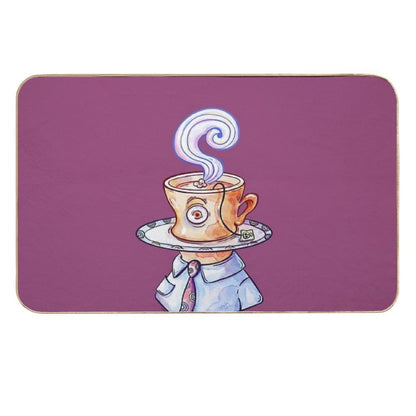 Tea Cup Man Watercolor  Easy Maintenance Bath Mat