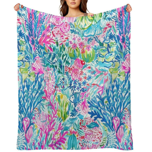 Summer Lily Ocean Holidays Travel-friendly Throw Blanket