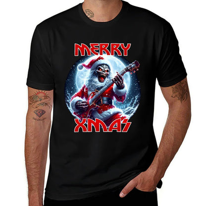 Merry Christmas Heavy Metal Band Death Metal Vintage Santa  Versatile T-Shirt