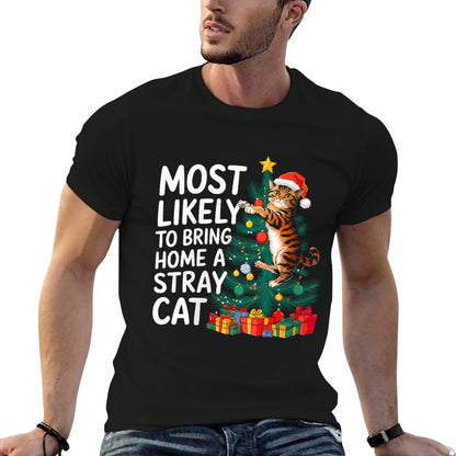 Womens Christmas Most Likely To Bring Home A Stray Cat Funny Xmas  Eco-friendly Material T-Shirt