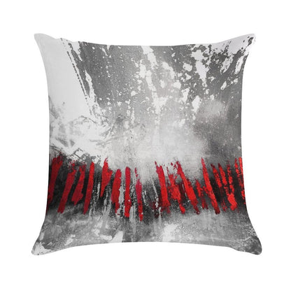 Red Gray Abstract Soft Easy Maintenance Throw Pillow