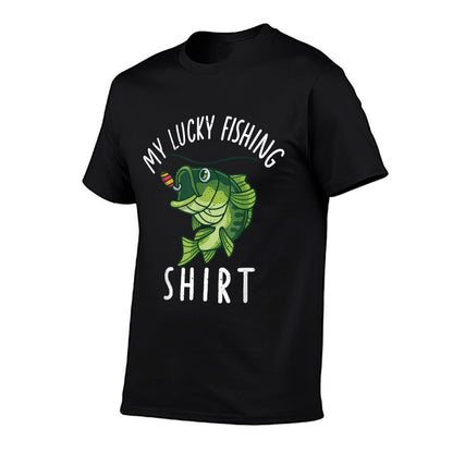Kids My Lucky Bass Fishing-Shirt Funny Youth Boy Dad Toddler  Versatile T-Shirt