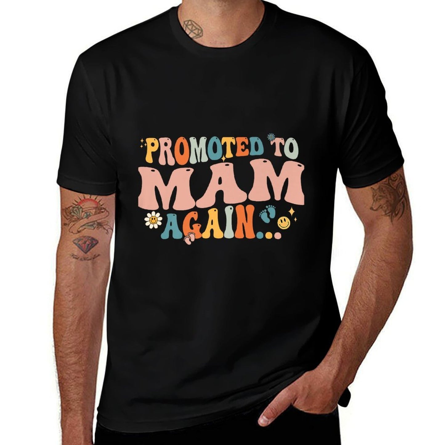 Groovy Promoted to Mam Again Fathers Day Premium  Oversized Silhouette T-Shirt