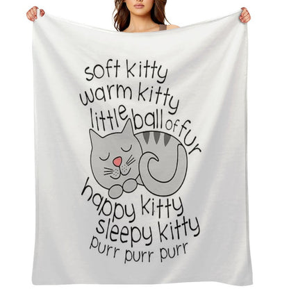 Soft Kitty Warm Kitty Little Ball Of Fur - Happy Kitty Sleepy Kitty Purr Purr Purr Easy Care Throw Blanket