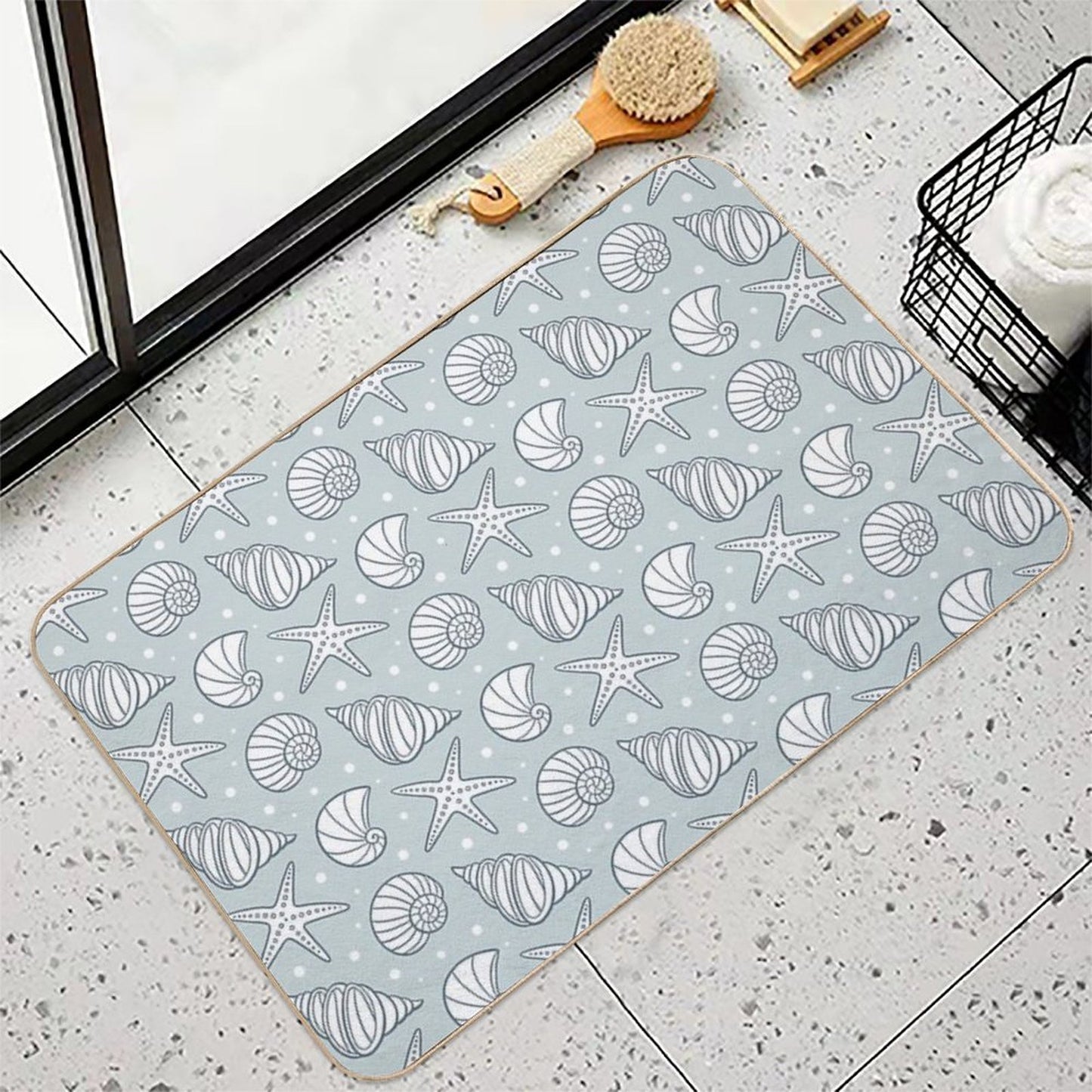 Cute Shells in The Ocean  Long-Lasting Bath Mat
