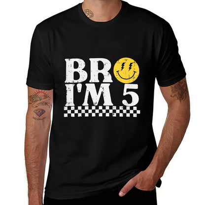 Kids 5th Birthday Bro Im 5 Smile Retro Groovy Boys Girls Kids  Soft T-Shirt