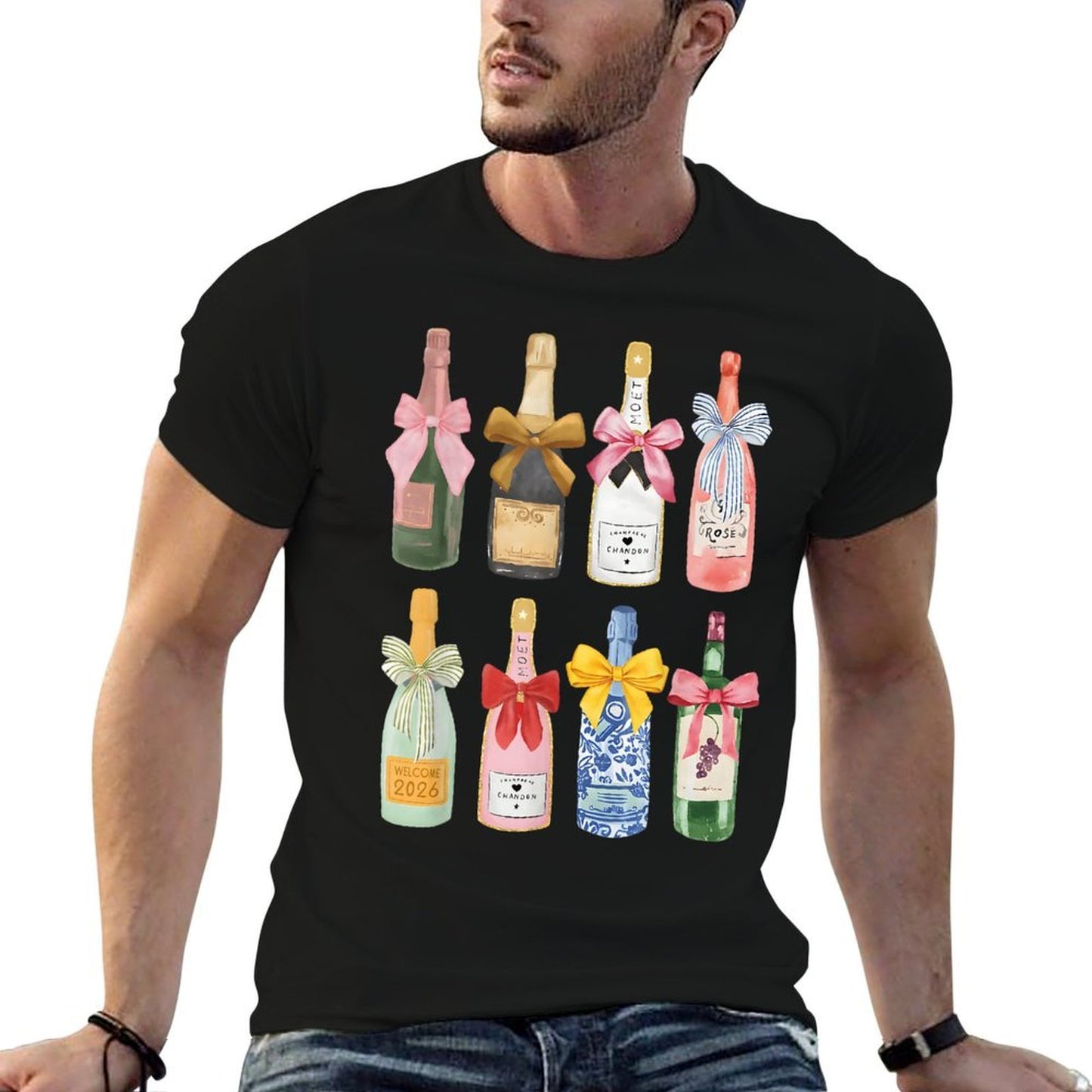 Christmas New Year Champagne Glass Coquette Bottle  Odor-resistant T-Shirt