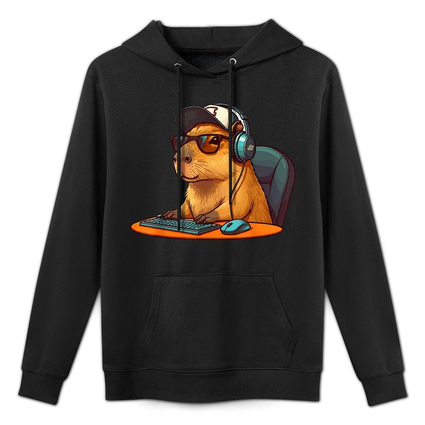 Capybara Video Games Funny Gaming Capy Menn Boys Kids Kangaroo Pocket Hoodie