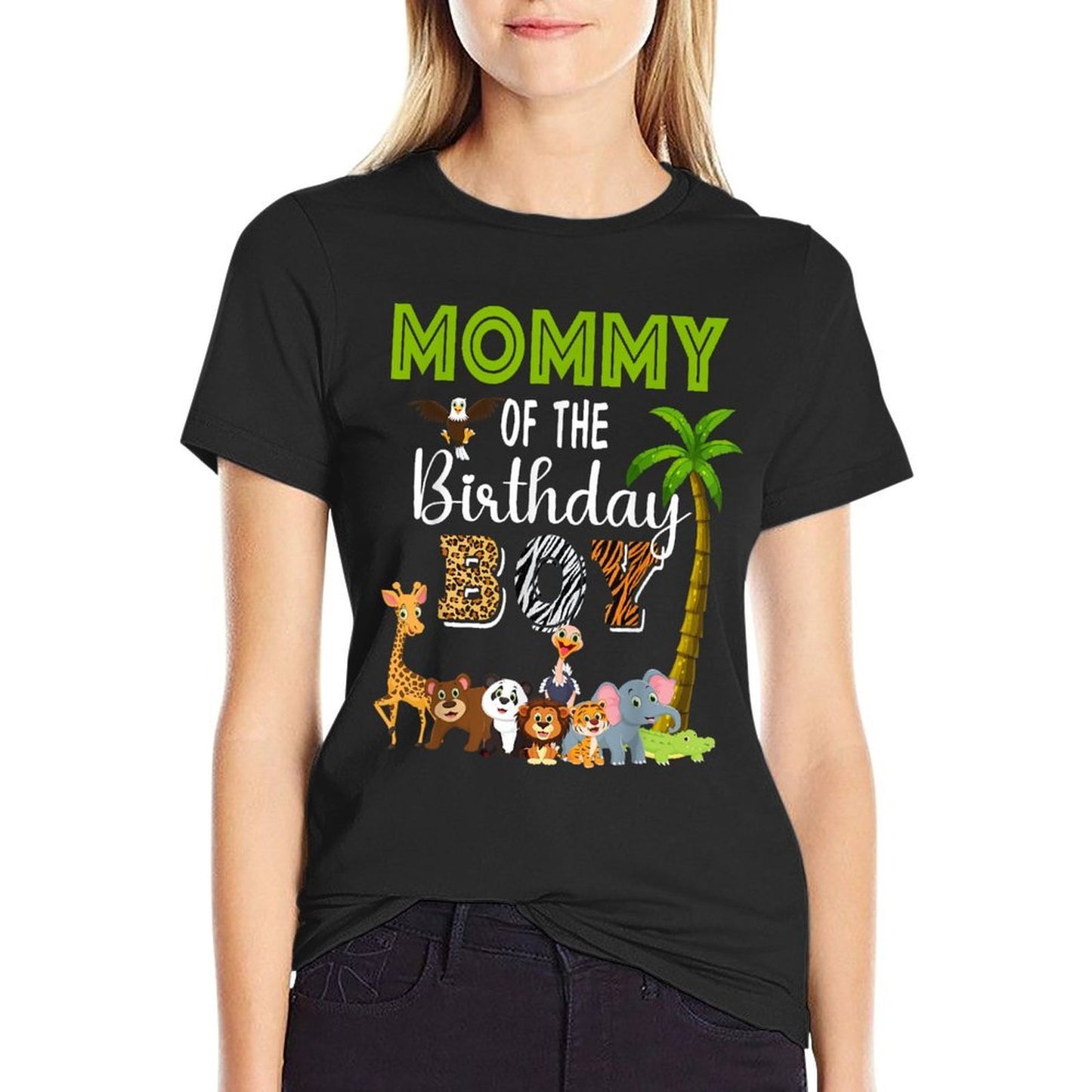 Mommy of The Birthday Boy Wild Zoo Theme Safari Party  Stretchy T-Shirt
