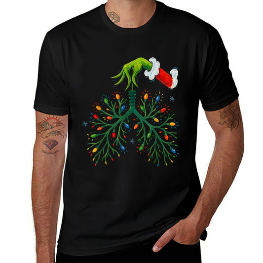 Funny Christmas Lungs Lights Art – RT Holiday  Trendy Pattern T-Shirt
