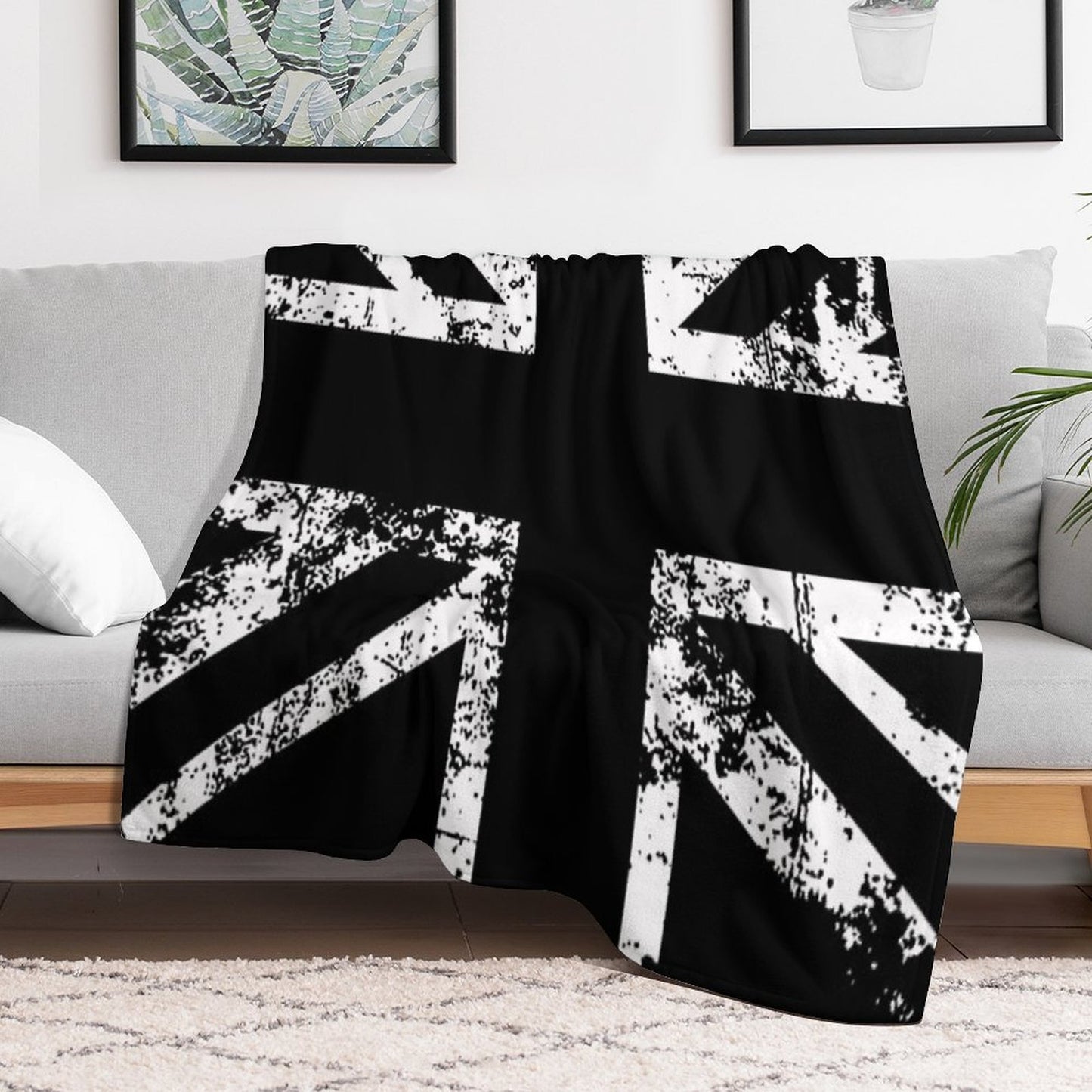 United Kingdom Black Flag Anti-pilling Throw Blanket