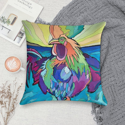 Beach Rooster Soft Fade-Resistant Throw Pillow