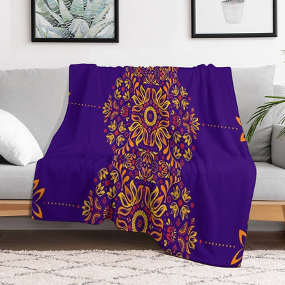 Fiery Floral Folk Pattern All-season Throw Blanket