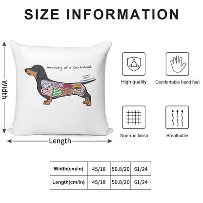 Anatomy of A Dachshund Soft Fade-Resistant Throw Pillow