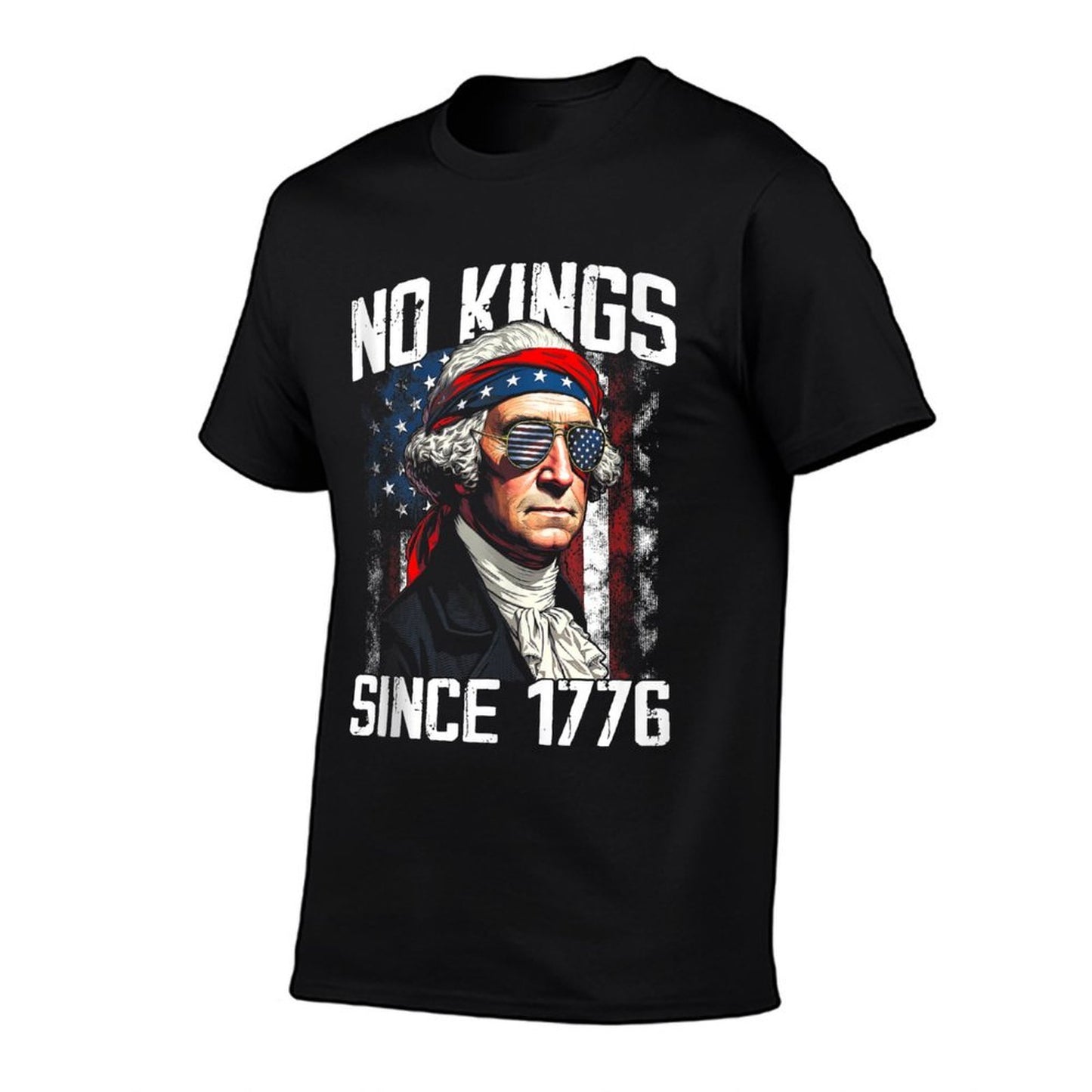 No Kings in America Since 1776 Distressed USA Vintage  Polyester Blend T-Shirt