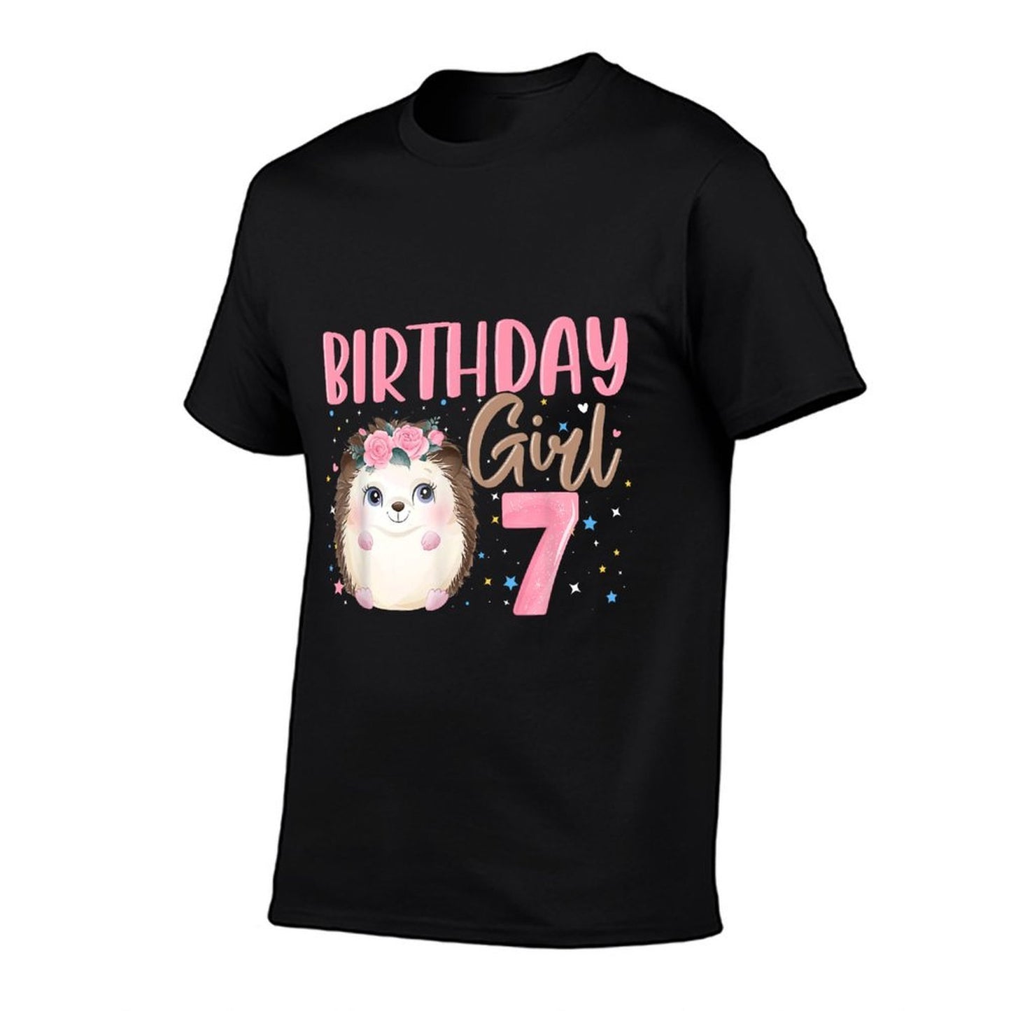 Floral Hedgehog 7th Birthday 7 Yrs Old Toddler Girl  Durable T-Shirt