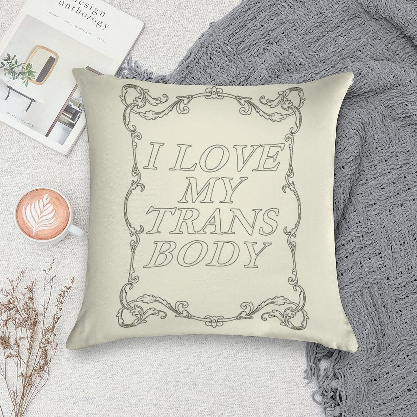 I Love My Trans Body Soft Decorative Cover Throw Pillow
