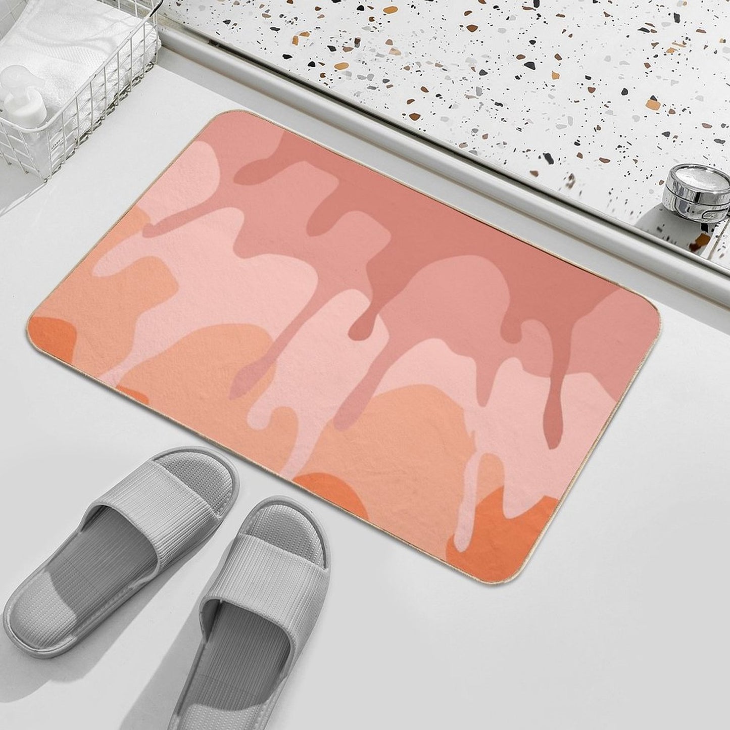 Pink And Orange Splatters  Slip-Resistant Bath Mat