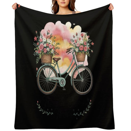 Flourish Dream Thrive Floral Bike Subtle Multi-functional Throw Blanket