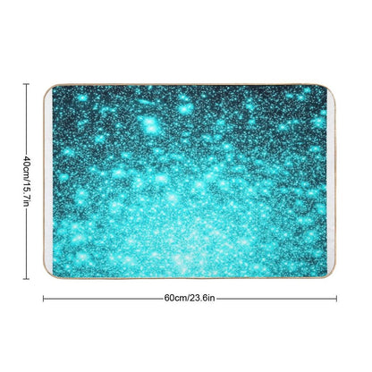 Teal Galaxy Sparkle Stars Ombre  Eco-Friendly Bath Mat