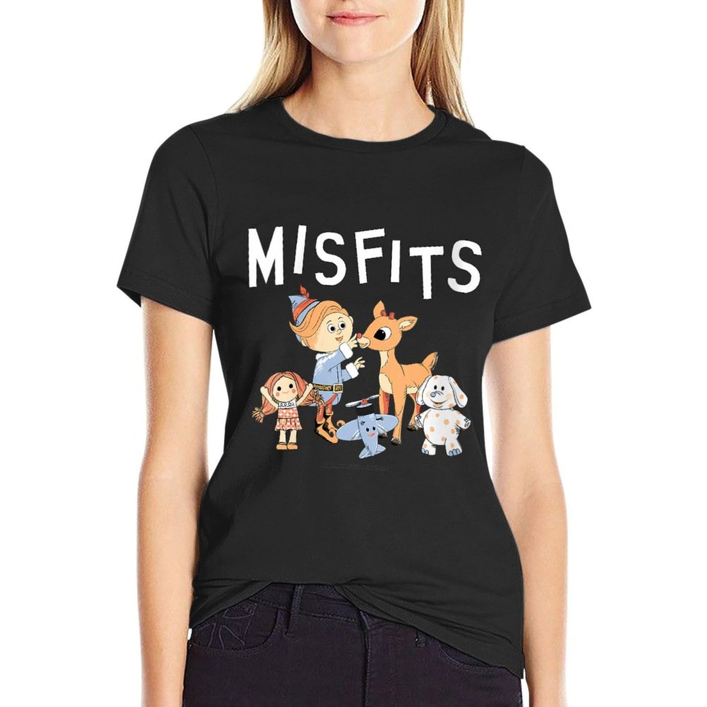 Womens Rudolph Misfit Toys Illustration Vintage Christmas Cartoon  Durable T-Shirt