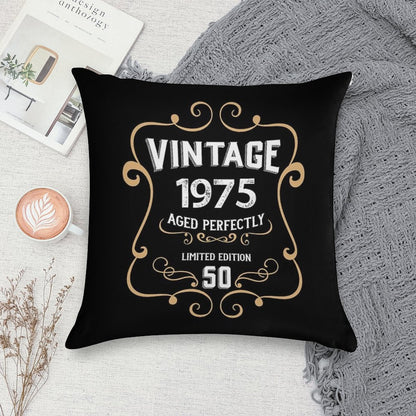 50th Birthday Vintage 1975 Aged Perfectly Gift Soft Reinforced Edging Throw Pillow