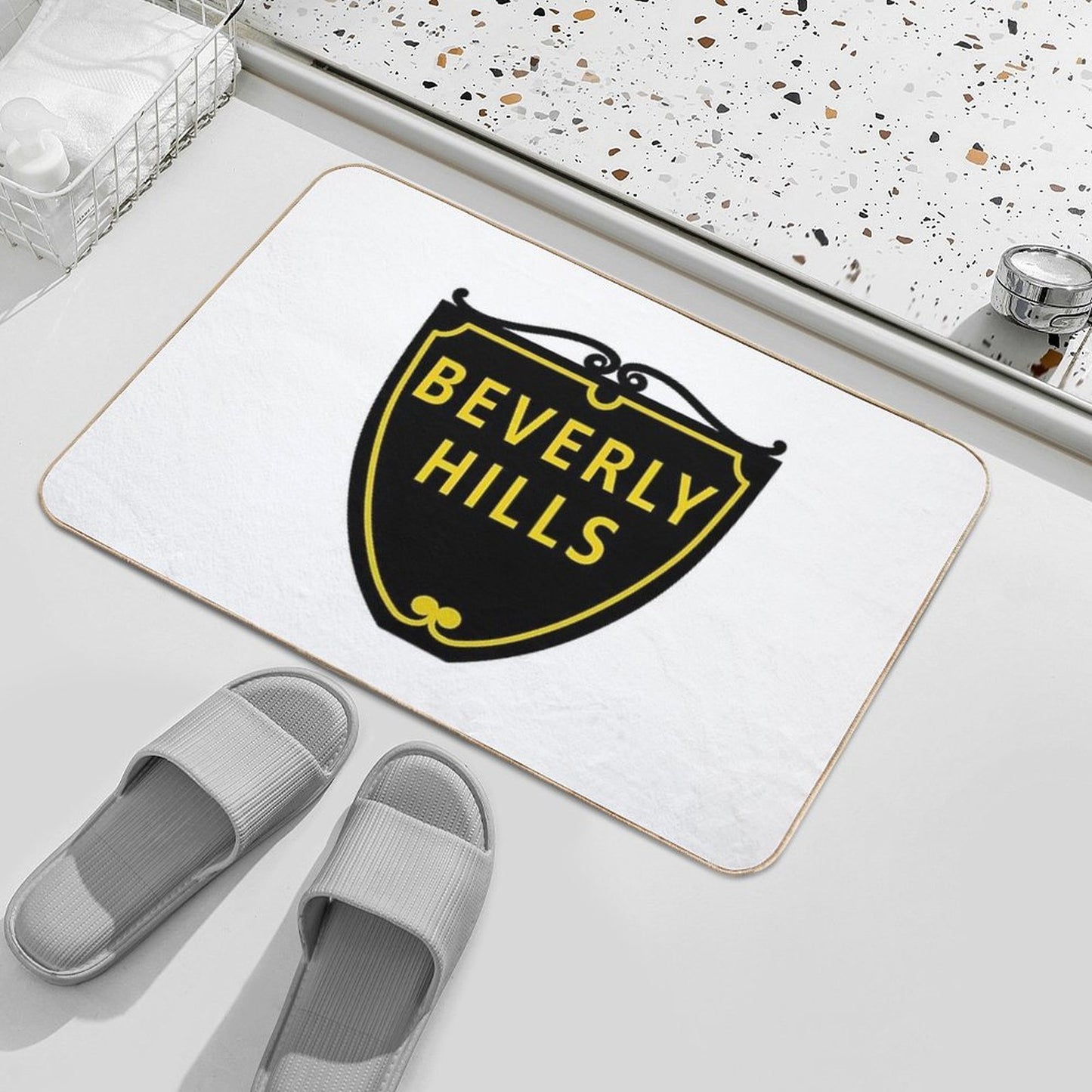 Beverly Hills Street Sign  Non-Slip Bath Mat
