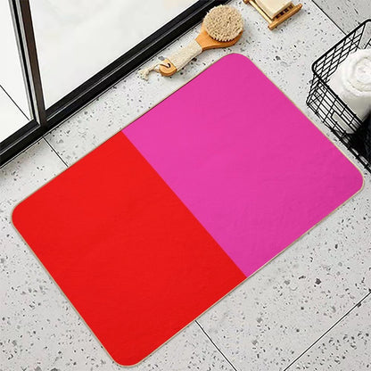 Colour Blocking Red And Pink  Repositionable Bath Mat