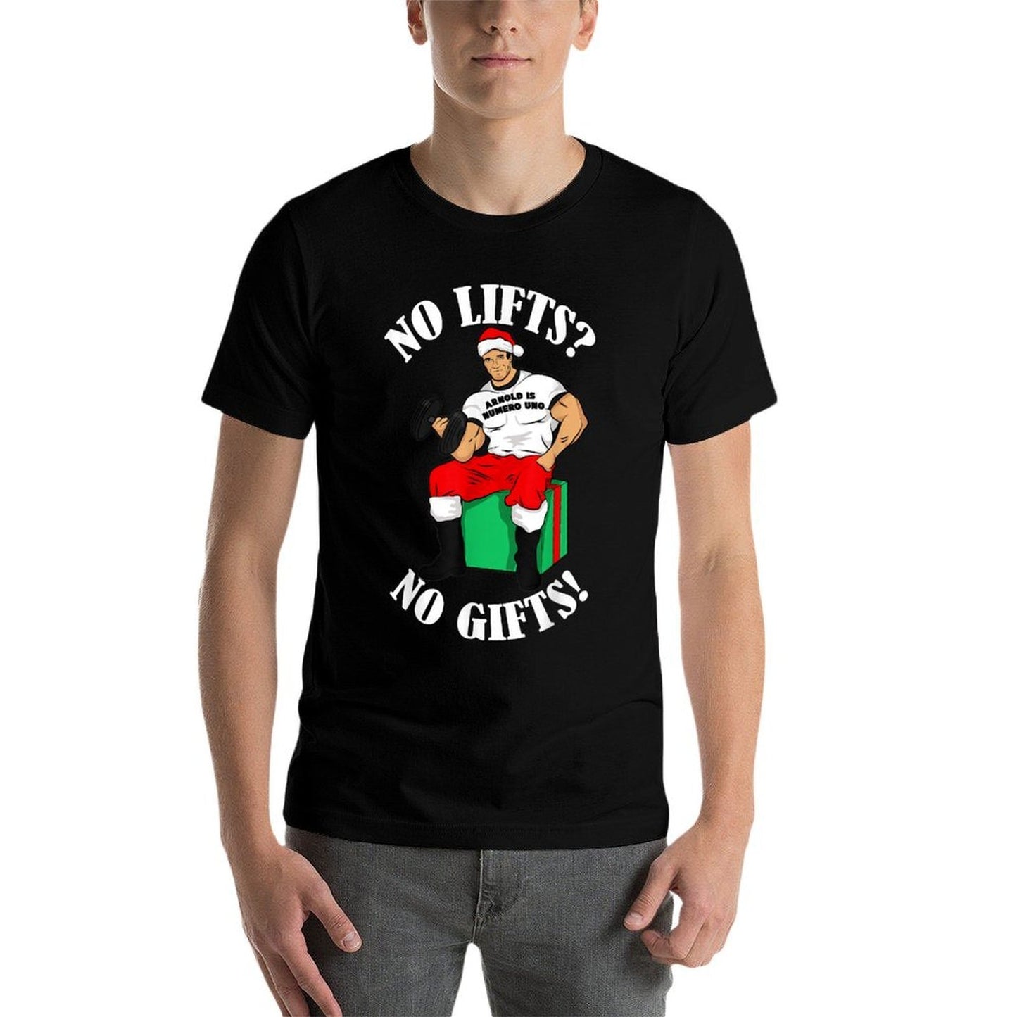 Arnold Numero Uno No Lifts Nos! Christmas  Heathered Texture T-Shirt