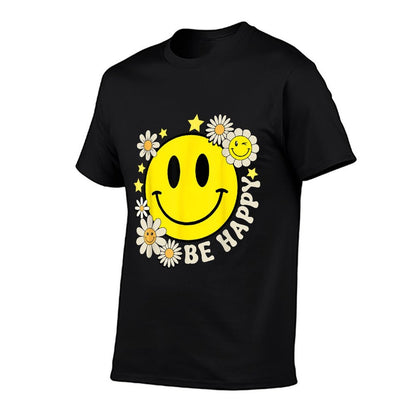 Retro Groovy Be Happy Smile Face Daisy Flower 70s  Classic T-Shirt