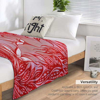 Red Coral Flowers Compact Throw Blanket