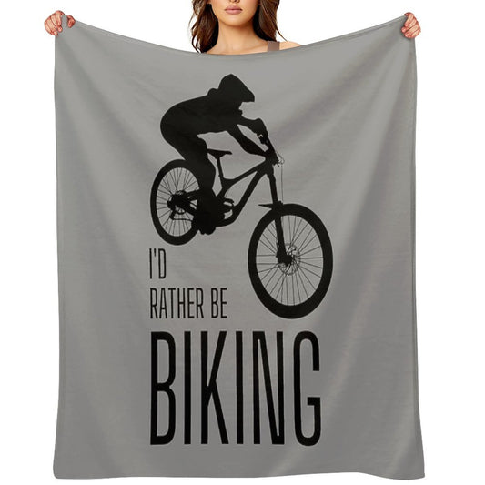 I'd Rather Be Biking. MTB. Mountain Biker. Downhill. Black Lightweight Throw Blanket