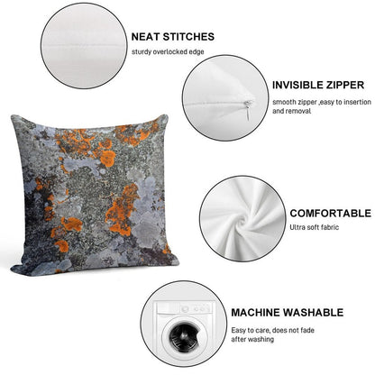 Orange And Grey Lichen Soft High-Density Material Throw Pillow