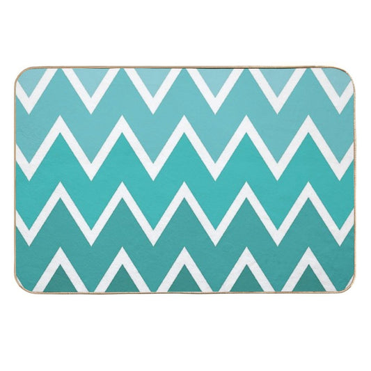 Teal Zigzag Shades  Rapid-Drying Bath Mat