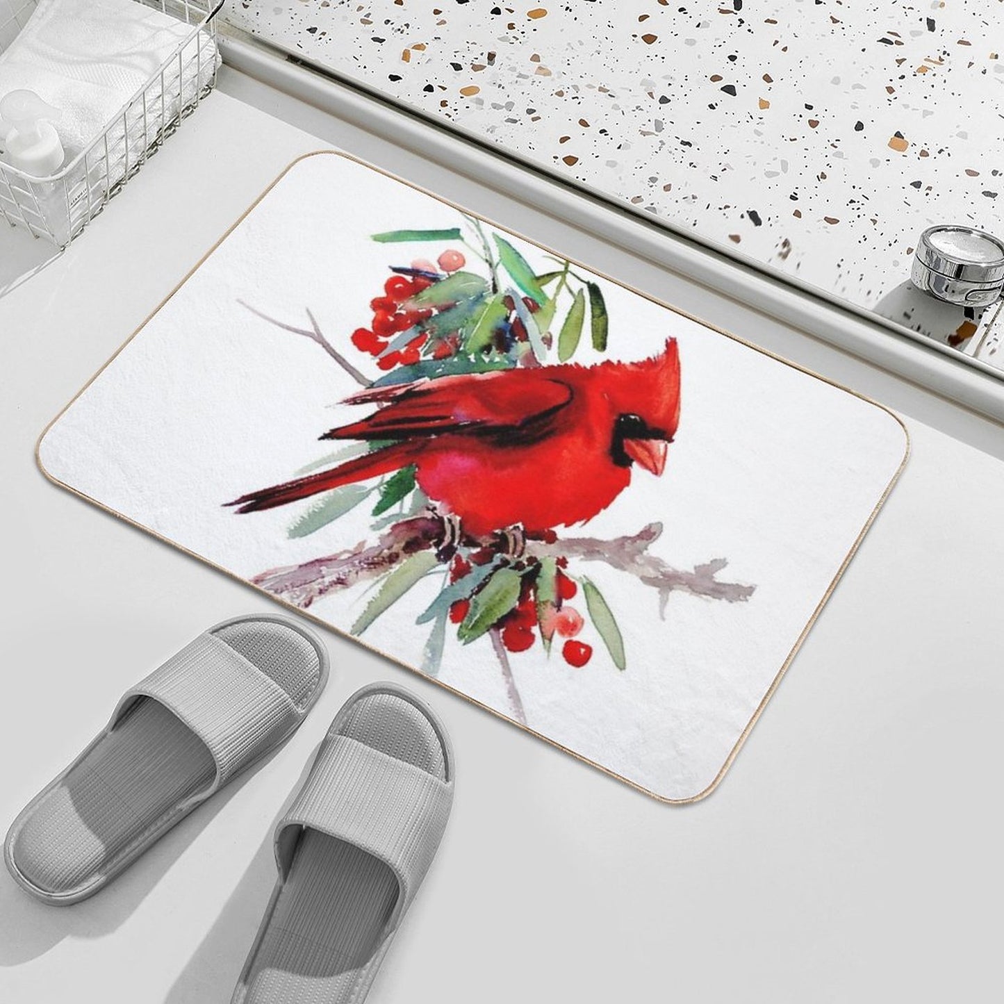 Red Cardinal  Multi-Purpose Bath Mat