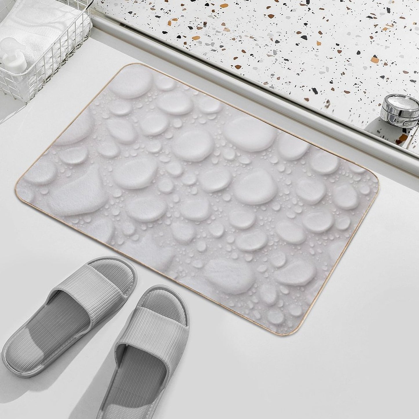 White Drop Relaxing  Repositionable Bath Mat