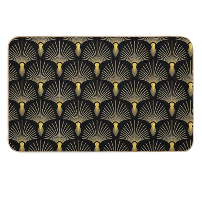 Vintage Hollywood Elegant Golden And Black Art Deco  Pet-Safe Bath Mat