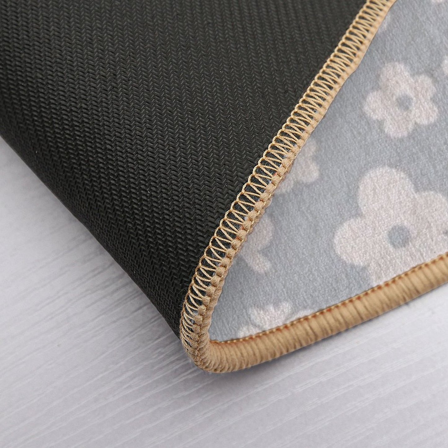 Mid Century Modern Flowers & Leaves, Cute Retro Pattern, Stone Blue  Rapid-Drying Bath Mat