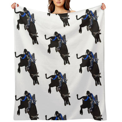 Bull Rider Stetson Wright Easy Care Throw Blanket
