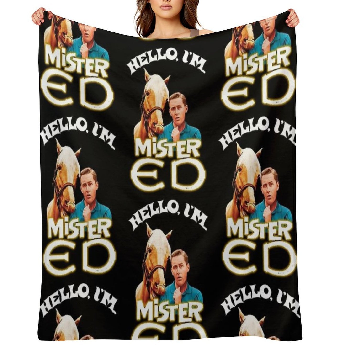 Hello I'm Mister Ed And Wilbur Post Talking Horse Tribute Eco-conscious Throw Blanket