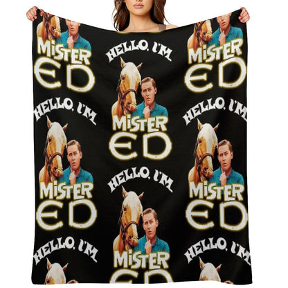 Hello I'm Mister Ed And Wilbur Post Talking Horse Tribute Eco-conscious Throw Blanket