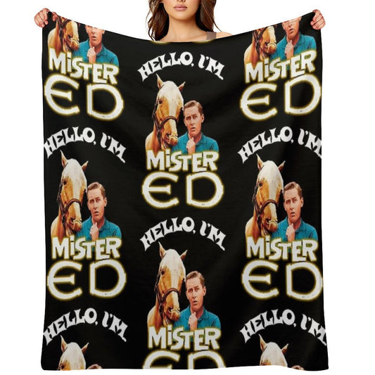 Hello I'm Mister Ed And Wilbur Post Talking Horse Tribute Eco-conscious Throw Blanket